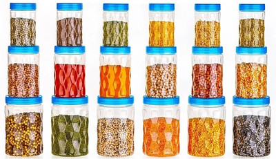 JEMS STORE Polypropylene Grocery Container  - 350 ml, 650 ml, 1200 ml(Pack of 18, Blue)