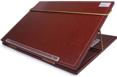 RASPER 2 Compartments Brown Genuine Leather Writing Desk Table Top Elevator With Adjustable Height Easy Reading Desk (Standard Size 21x15 Inches) Most Heavy 12MM(Brown (Tan))