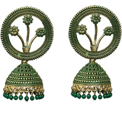 Aadiyatri Shimmering Gold Plated Jhumka Earrings Brass Jhumki Earring