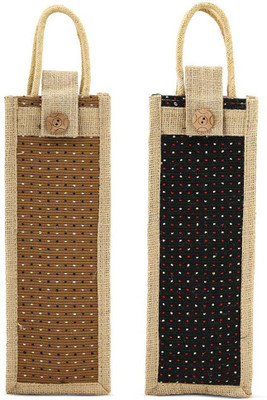 asian JUTE-BTLHOLDERcBGE,BLK-2 Multipurpose Bag(Black, 10 L)