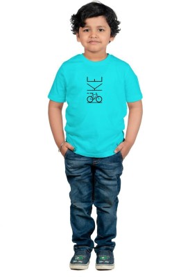 CHOMBOOKA Boys & Girls Typography Cotton Blend Regular T Shirt(Blue, Pack of 1)