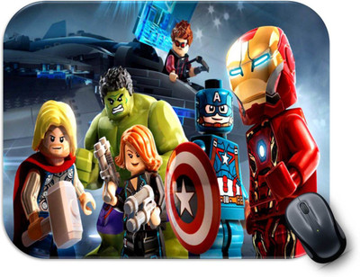 Pankrut Avengers Lego Design Non-Slip Rubber Base Gaming & Laptop (MPAD0055) Mousepad(White)
