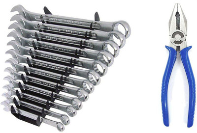 JMD Tools 12 Piece Long Combination Spanner with 8-inch Plier/Wrench Set Tools kit/ Tools kit Double Sided Combination Wrench(Pack of 1)