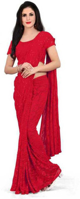 TVISHAFASHION Self Design Bollywood Net Saree(Red)
