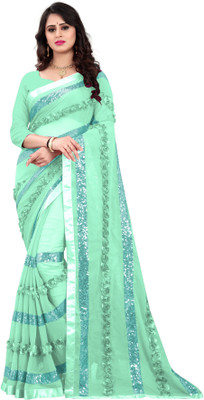 FairyBlue Embellished Bollywood Georgette Saree(Light Green)