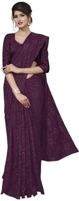 Suali Self Design Bollywood Net Saree(Purple)