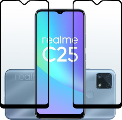 MobileBukket Edge To Edge Tempered Glass for Realme C25(Pack of 2)
