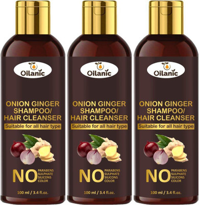 Oilanic Premium Onion Ginger Shampoo Combo Pack 3 Bottle of 100 ml Each(300 ml)