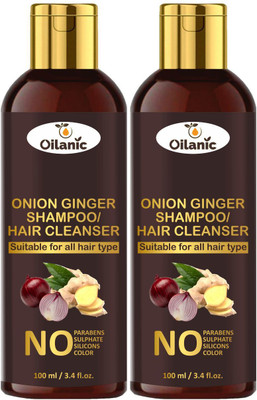 Oilanic Premium Onion Ginger Shampoo Combo Pack 2 Bottle of 100 ml Each(200 ml)