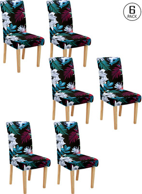 Flipkart SmartBuy Polyester 1 Seater Chair Floral Cover(Pack of 6 Black::White)