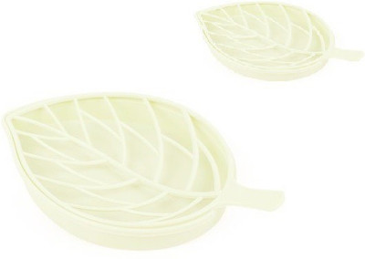 Magnusdeal Beautiful Leaf Shape Double Layer Soap Dish Case Holder- Bathroom Accessory, Shape Soap Dispenser Dish Case Holder Container Box Bathroom Case, Soap Box Leaf Shape Soap Dish Storage Tray Holder Case Container Soap Holder Soap Tray Size: 10*17 CM. (Set of 2)(White)