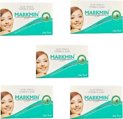 Lilly Touch Markmin Aloevera & Vitamin E soap for Scar & Stretch Marks Removal(5 x 75 g)