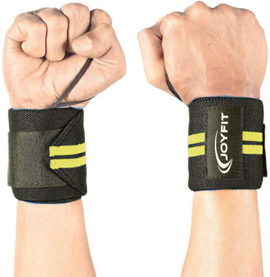 Joyfit Wrist Wraps Adjustable Pair with Thumb Loop for Weightlifting, Powerlifting, Gym Wrist Support(Yellow)