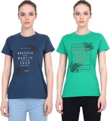 Rosary Printed Women Round Neck Dark Blue, Green T-Shirt