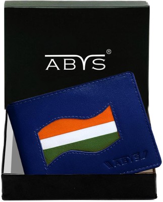 ABYS Men Trendy Blue Genuine Leather Wallet(5 Card Slots)