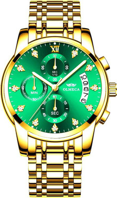 Olmeca Imperial Gold Cambridge Green Auto Calendar Business Class Waterproof Inside Dials Working Three-Eye Six-Needle Analog Watch  - For Men