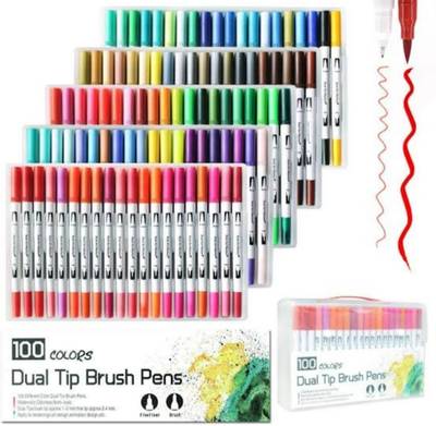 ART PAVILION The Pingaksho Artpavillion dual tip brush pen pack of 100 shade