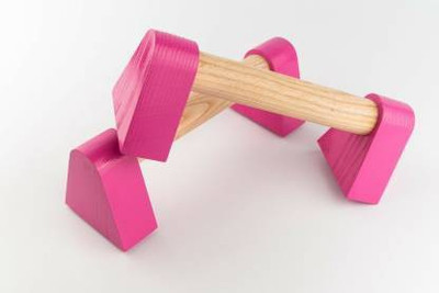 BOSTER Wooden Parallettes bar Push-up Bar (Pink) Push-up Bar