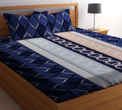 ANTRIN 160 TC Polycotton Double Printed Flat Bedsheet(Pack of 1, Multicolor)