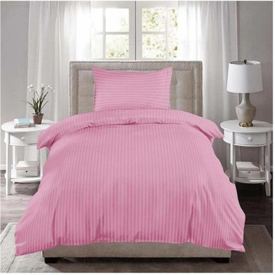gbl implex Satin, Microfiber Single Flat 144 TC Striped Bedsheet(Pack of 1, Pink)