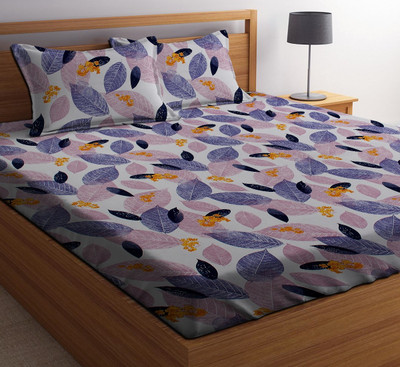 ANTRIN 160 TC Polycotton Double Printed Fitted (Elastic) Bedsheet(Pack of 1, Multicolor)