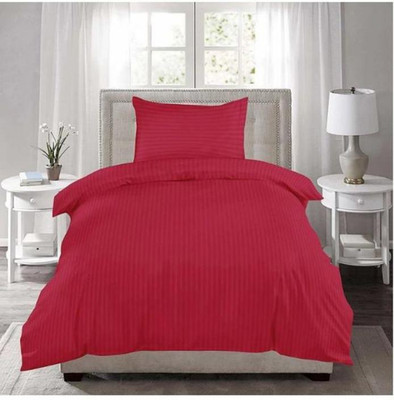 gbl implex Satin, Cotton Single Flat 280 TC Striped Bedsheet(Pack of 1, Red)