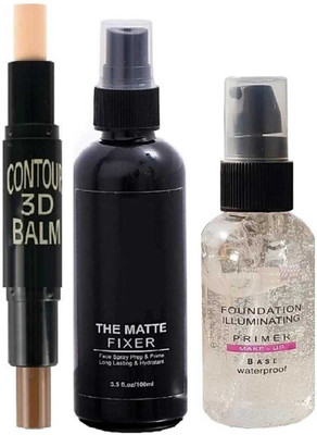 Plethora 3D Contour balm Stick + Mate Fixer + Illuminating Primer(3 Items in the set)