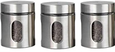 D S Steel Grocery Container  - 500 ml, 400 ml, 300 ml(Pack of 3, Silver)