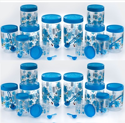 4 SACRED Plastic Grocery Container  - 250 ml, 500 ml, 750 ml, 1000 ml, 1500 ml, 2000 ml(Pack of 24, Blue)
