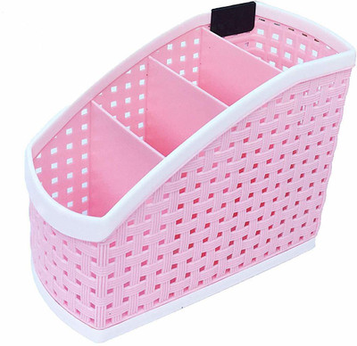 NIWRT 4 Compartments Plastic Desk Organizers(Pink)