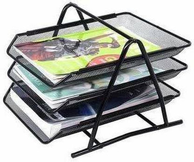 Keetoz 3 Compartments Metal Desk Organizers(Black)