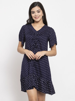 KASSUALLY Women A-line Blue Mini/Short Dress