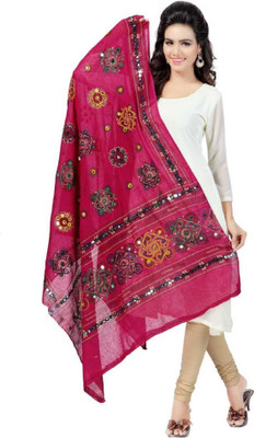 pk hub Cotton Blend Embroidered Women Dupatta