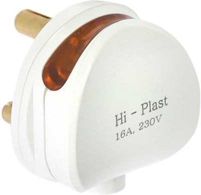HI-PLASST 1PC 16A 3 PIN TOP WITH LED INDICATOR ROUND MODEL 16A Round Indicator Power Plug(White)