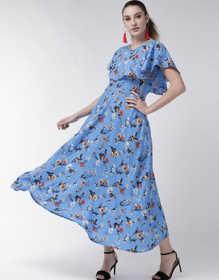 Vaani Creation Flared/A-line Gown(Blue)