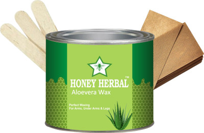 HONEY HERBAL Best Organic Hair removal wax for smooth and perfect waxing with strips and stick (Alovera wax 600gm)600gm Wax(594.01 g)