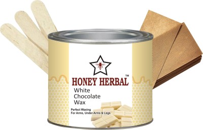 HONEY HERBAL Best Soft Hair removar wax for smooth and perfect waxing on arms,legs and under arns with strips and stick (White Chocolate 600 gm)600 gm Wax(596.01 g)