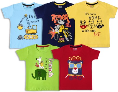 SUPERSQUAD Baby Boys & Baby Girls Graphic Print Pure Cotton T Shirt(Multicolor, Pack of 5)