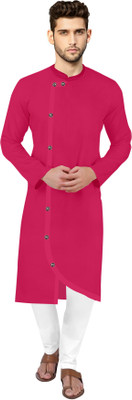 CLIENTALE STORE Men Solid Asymmetric Kurta(Pink)