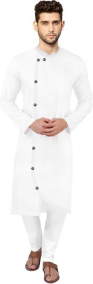 CLIENTALE STORE Men Solid Asymmetric Kurta(White)