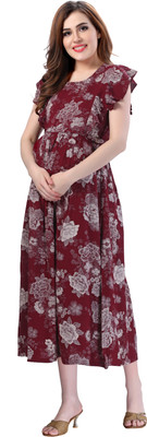 AV2 Women Printed Anarkali Kurta(Maroon)