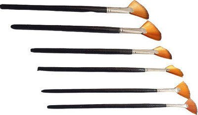Upyukat Artist Paint Brushes Set- Premium Quality Artistic Range of Fan Paint Synthetic Gold Brush Set Wooden Handle (Size: 2, 4, 6, 8, 10, 12) Pack of 6(Set of 6, Black)