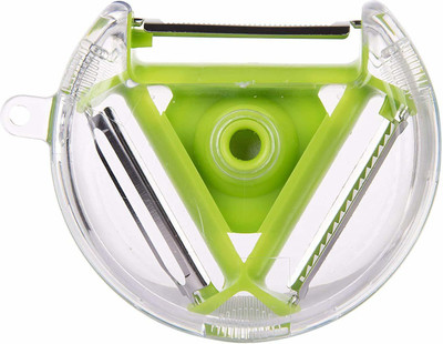 GVJ TRADERS 3 In 1 Compact Rotary Peeler - Julienne Cutter - Vegetable Skins Peeler - Serrated Blade For Peeling Skin Of Tomatoes, Stainless Steel Blades And Plastic Body - Easy Rotation Of Blades Straight Peeler (Multicolor) Vegetable & Fruit Grater & Slicer(1)