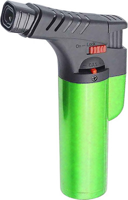 TrustShip Heavy Double Jet Flame Windproof Lighter For BBQ Parties And Cigar Hukkah Cigarette Use Pocket Size Lighter | Fuel Gas Indicated ™ Double Flame Blow Torch Windproof And Refillable Butane Gas Pocket Size Lighter Pocket Lighter(Green)