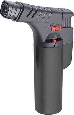 TrustShip Heavy Double Jet Flame Windproof Lighter For BBQ Parties And Cigar Hukkah Cigarette Use Pocket Size Lighter | Fuel Gas Indicated ™ Double Flame Blow Torch Windproof And Refillable Butane Gas Pocket Size Lighter Pocket Lighter(Black)