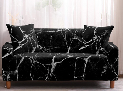 HOUSE OF QUIRK Polyester Abstract 1 Seater Sofa Cover(Black Pack of 1)