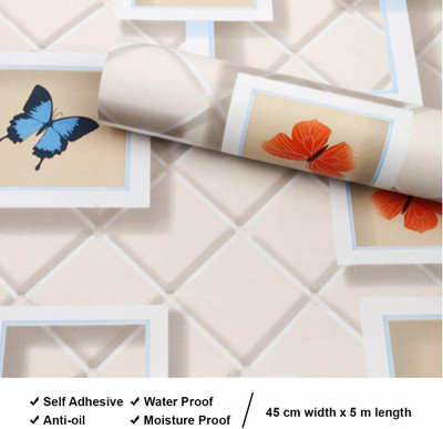 ASKCREW Vinyl Abstract White Wallpaper(L x W: 500 cm x 45 cm)