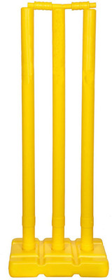 ATTACK Heavy Plastic Cricket Stumps Set - 3 Stumps + 2 Bails + 1 Stand (Yellow)(Yellow)