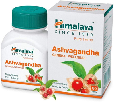 HIMALAYA Pure hurbs Ashwagandha general wellness rejuvenates mind and body 60 Tablets (Pack of 1)(60 Tablets)