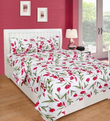 TULIKA 160 TC Polycotton King Floral Flat Bedsheet(Pack of 1, Multicolor)